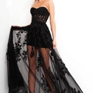Jovani black embroidered dress sz 2